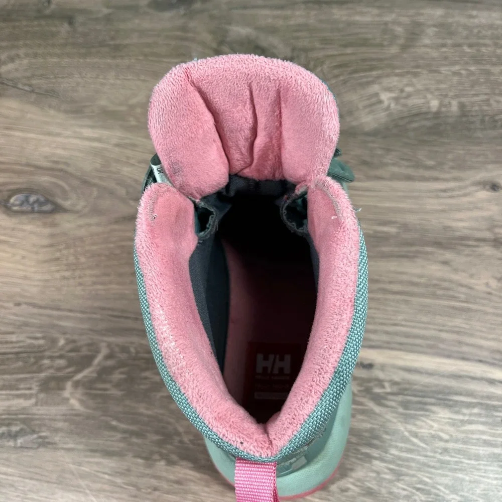 Helly Hansen Winter Boots Kids Teal Green Pink Waterproof Primaloft 11645 Size 1